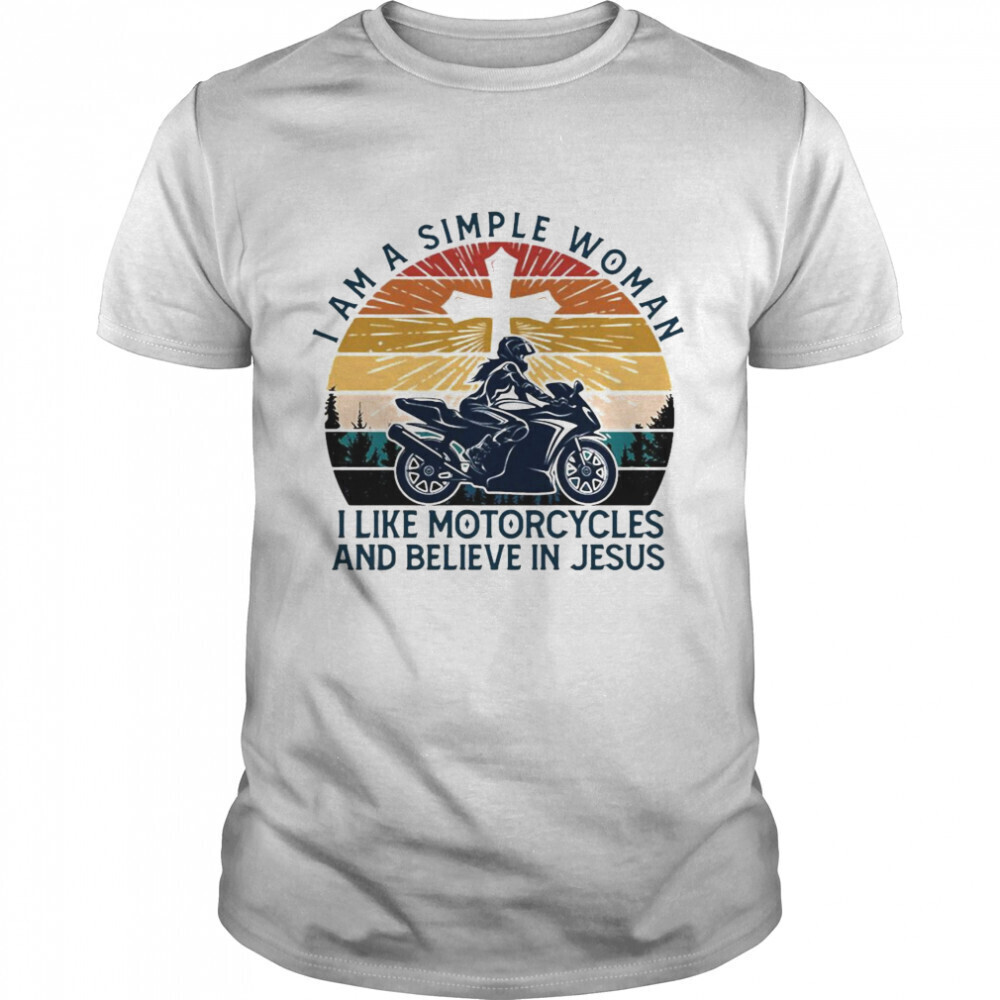 Simple Woman Motorcycles Jesus Funny Biker Graphic Unisex T-Shirt